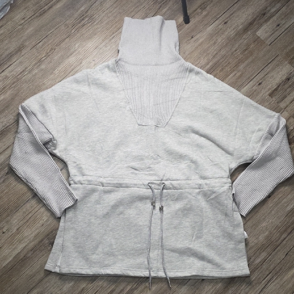 Elegant Light Gray Cowl Neck Sweater